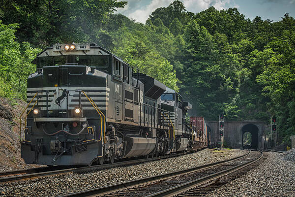 Railroad Art Print featuring the photograph Norfolk Southern 847 at Montgomery Tunnel by Jim Pearson