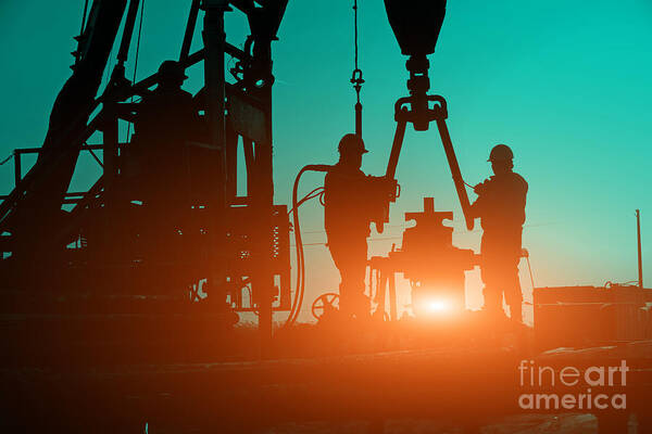 Oilfield Art Print featuring the photograph Oil Drilling Exploration The Oil by Pan Demin