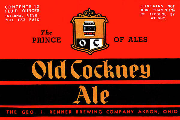 Old Cockney Ale Art Print featuring the painting Old Cockney Ale by Unknown