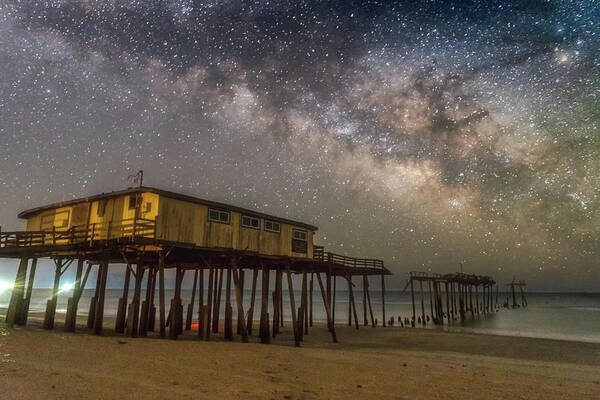 Milky Way Art Print featuring the photograph Old Frisco Pier by Russell Pugh