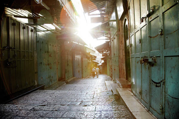 Tranquility Art Print featuring the photograph Old Souk In Jerusalem by Chris Tobin