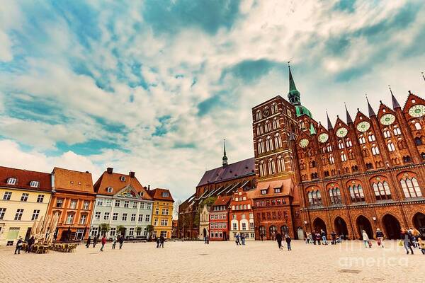 Stralsund Art Print featuring the photograph Old town of Stralsund, Germany by Michal Bednarek