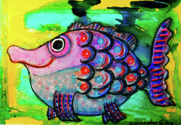 Fish Art Print featuring the mixed media Oscar The Nosefish by Mimulux Patricia No