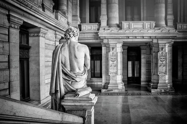 Brussels Art Print featuring the photograph Palais de Justice Brussels Black and White by Carol Japp