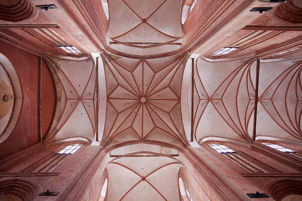 Arch Art Print featuring the photograph Pattern Of Ribbed Vaulting Ceiling by Larry Washburn