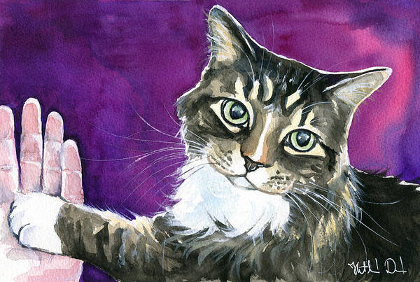 Cats Art Print featuring the painting Paw Love by Dora Hathazi Mendes