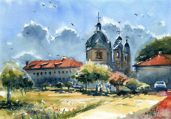 Architecture Art Print featuring the painting Pazaislis Monastery by Dora Hathazi Mendes