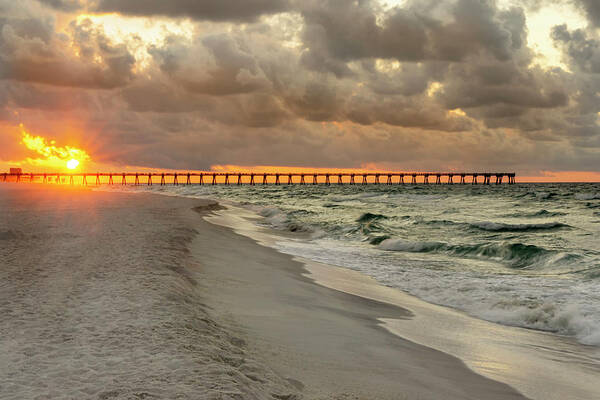 Pensacola Art Print featuring the photograph Pensacola Beach Pier Sunrise - Pensacola Florida by Brian Harig