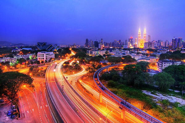 Railroad Track Art Print featuring the photograph Petronas Twin Tower by Nazarudin Wijee