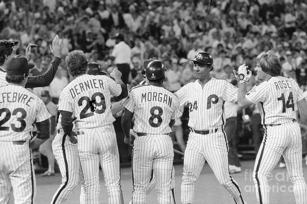 St. Louis Cardinals Art Print featuring the photograph Phillies Congratulating Tony Perez by Bettmann