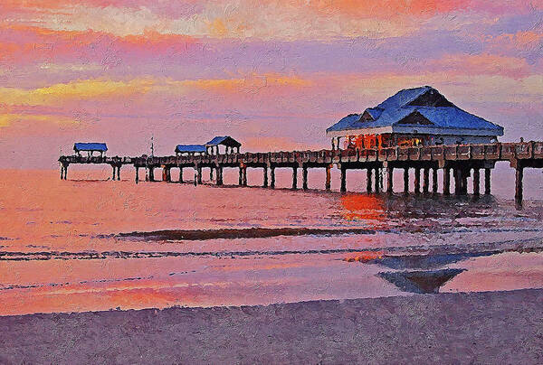 Pier Art Print featuring the painting Pier 60, Clearwater Beach - 05 by AM FineArtPrints