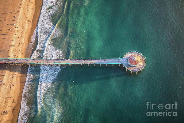 California Art Print featuring the photograph Pier View Heli by Shabdro Photo