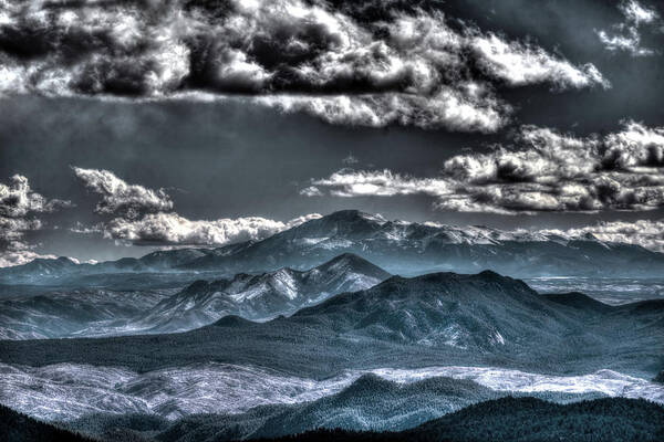 Rocky Mountains Art Print featuring the photograph Pikes Peak and Clouds by Matt Swinden