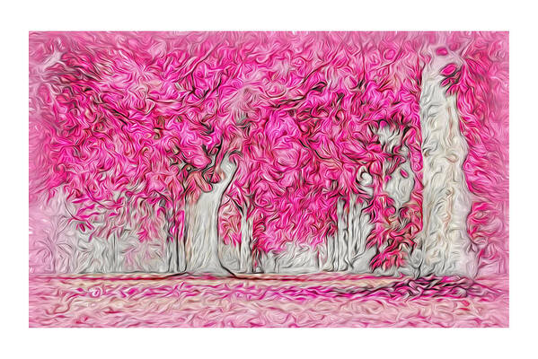 Pink Art Print featuring the digital art Pink Forest Swirls by Doreen Erhardt