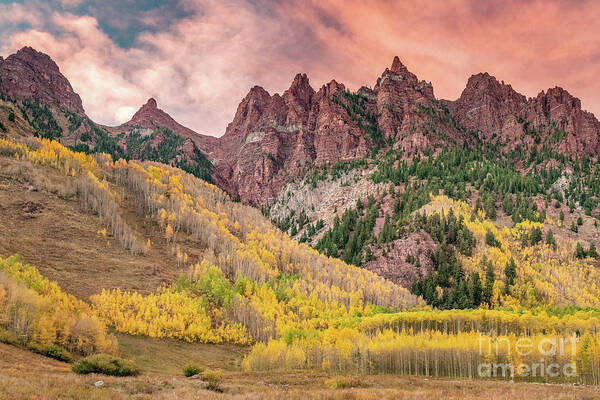Pink Art Print featuring the photograph Pink Sunset at Maroon Creek by Melissa Lipton