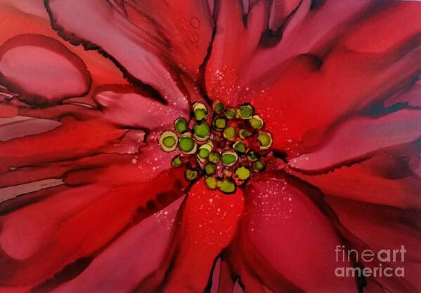 Alcohol Ink Art Print featuring the painting Poinsettia by Beth Kluth