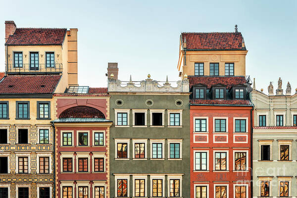 Downtown District Art Print featuring the photograph Poland, Warsaw, Town Houses In The Old by Westend61