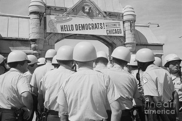Democracy Art Print featuring the photograph Police In Front Of Democrat National by Bettmann