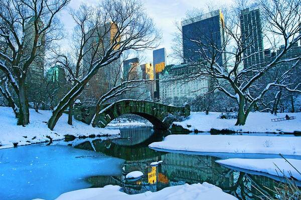 Estock Art Print featuring the digital art Pond & Bridge, Central Park, Nyc by Claudia Uripos