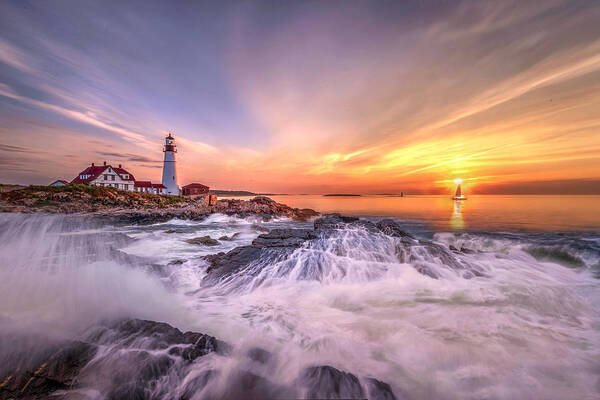 Light Art Print featuring the photograph Portland Lighthouse by Kai Dan