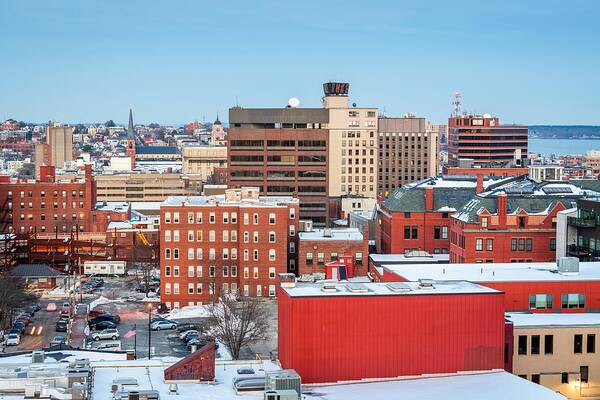 Landscape Art Print featuring the photograph Portland, Maine, Usa Downtown Skyline by Sean Pavone
