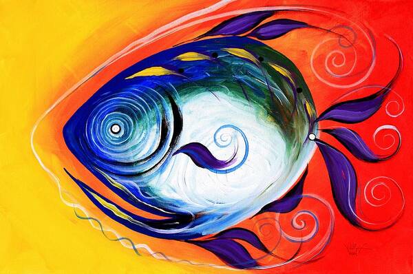 Fish Art Print featuring the painting Positive Fish by J Vincent Scarpace