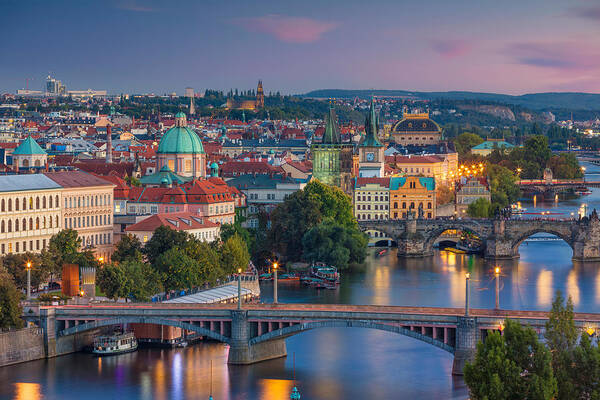 Cityscape Art Print featuring the photograph Prague Sunset. Image Of Prague, Capital by Rudi1976