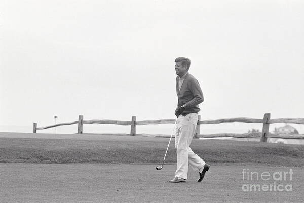 People Art Print featuring the photograph President Kennedy Playing Golf by Bettmann