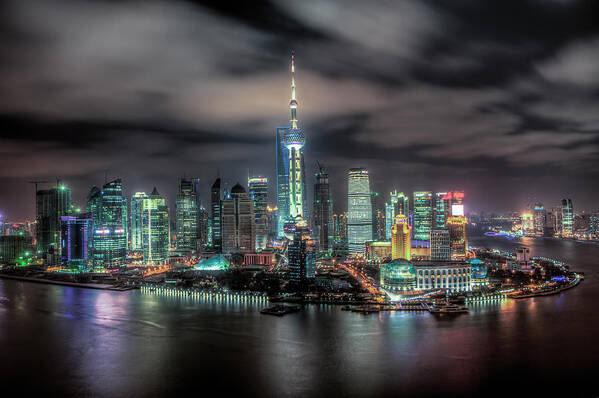 Outdoors Art Print featuring the photograph Pudong Skyline In Shanghai by Paul Cowell Photography