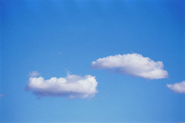 Arizona Art Print featuring the photograph Puffy Clouds Floating In Sky, Grainy by Brian Stablyk