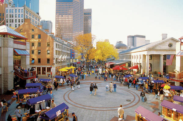 Travel16 Art Print featuring the photograph Quincy Market In Boston, Massachusetts by Medioimages/photodisc