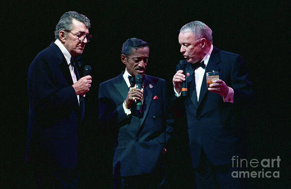 Singer Art Print featuring the photograph Rat Pack Members Singing Together by Bettmann