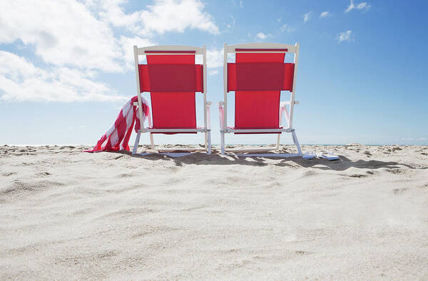 Nantucket Art Print featuring the photograph Red Beach Chairs by Nine Ok