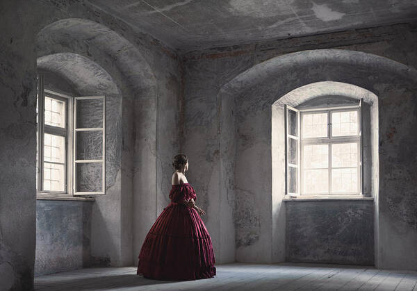 Castle Art Print featuring the photograph Red Gown by Magdalena Russocka