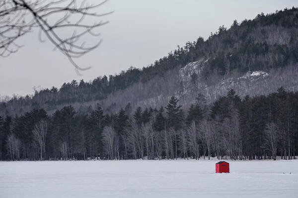 Red Art Print featuring the photograph Red Ice Fishing Shack by John Meader