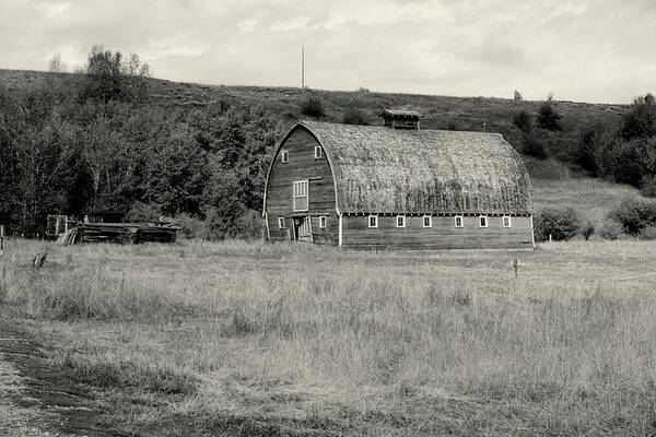 Barn Art Print featuring the photograph Red Lodge MT Barn Black and white by Cathy Anderson