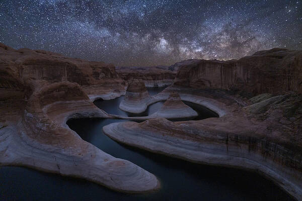 Sky Art Print featuring the photograph Reflection Canyon At Night by Tahmina