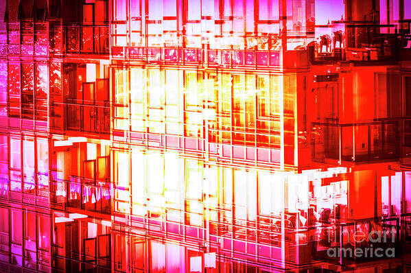 Top Artist Art Print featuring the photograph Red Reflections Cityscape Vancouver by Neptune - Amyn Nasser Photographer