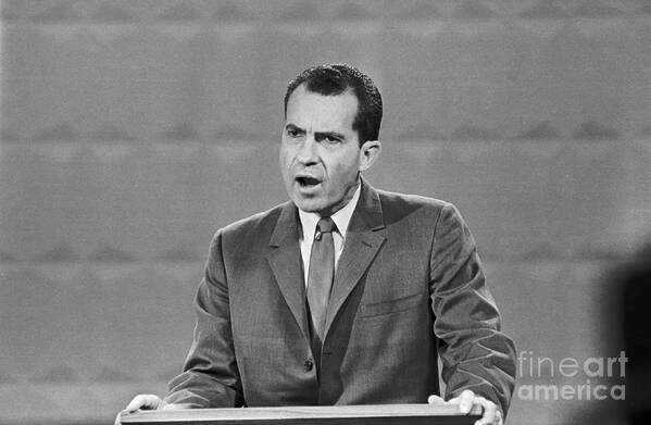 People Art Print featuring the photograph Richard Nixon Speaking At Debate by Bettmann