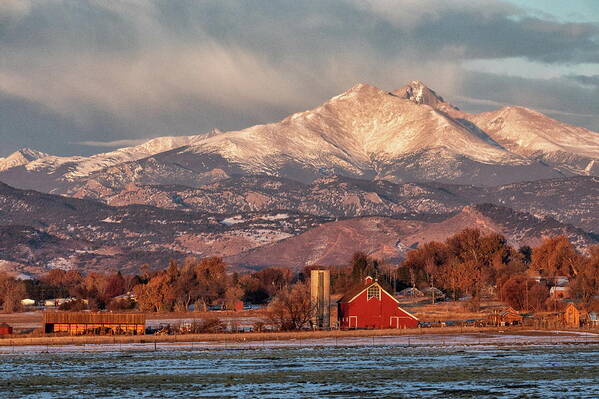 Farm Art Print featuring the photograph Rocky Mountains Tower Over a Farm by Tony Hake