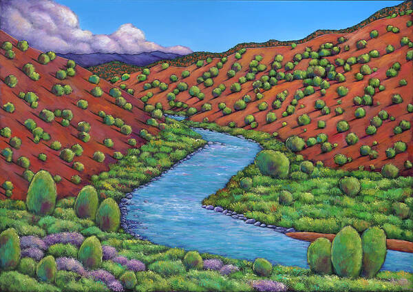 Landscape Art Print featuring the painting Rolling Rio Grande by Johnathan Harris