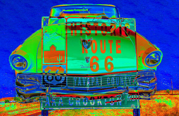 Rout 66 Arizona Art Print featuring the digital art Route 66 retro work C by David Lee Thompson