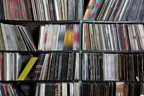 Berlin Art Print featuring the photograph Rows Of Records On Shelves by Halfdark