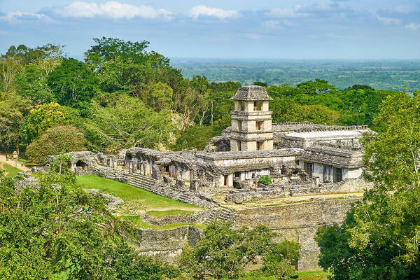 City Art Print featuring the photograph Ruin Of Maya Palace, Palenque by Jan Wlodarczyk