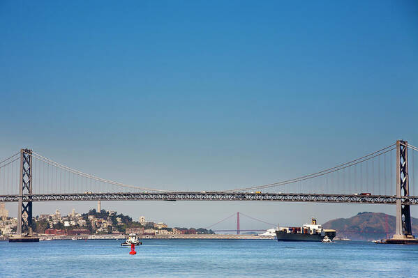 Container Ship Art Print featuring the photograph San Francisco Bay, California by Geri Lavrov