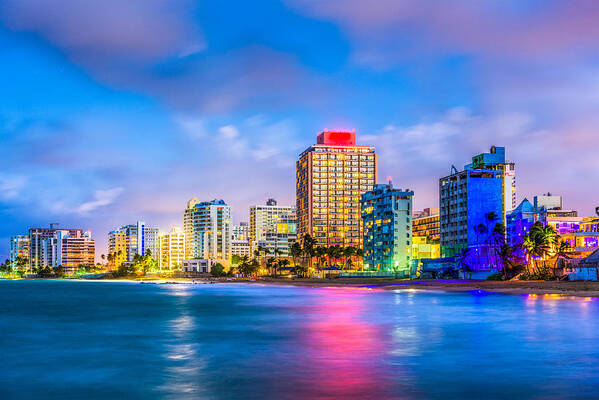 Landscape Art Print featuring the photograph San Juan, Puerto Rico Resort Skyline by Sean Pavone
