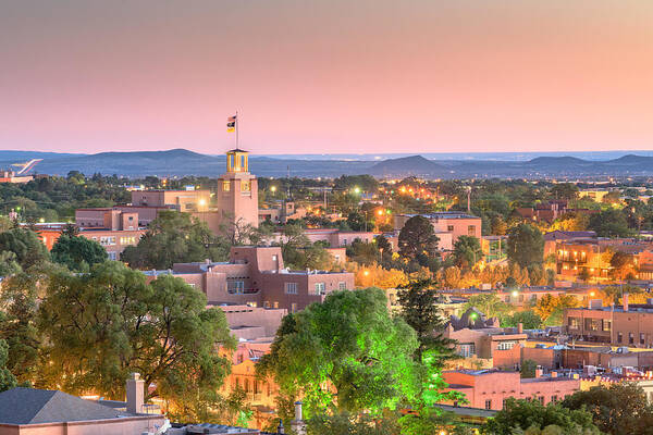 Landscape Art Print featuring the photograph Santa Fe, New Mexico, Usa Downtown by Sean Pavone