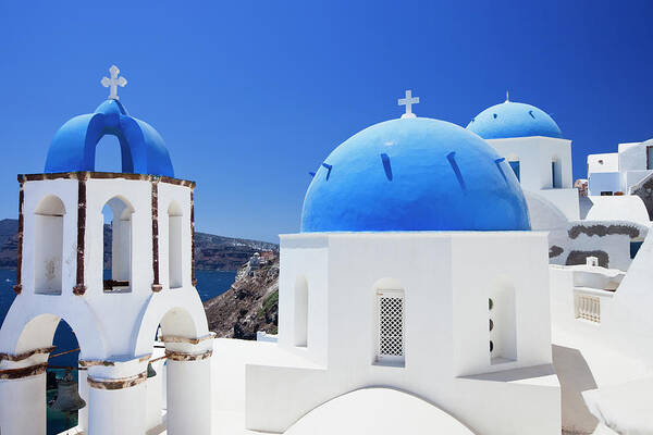 Greek Culture Art Print featuring the photograph Santorini Famous Churches by Mbbirdy