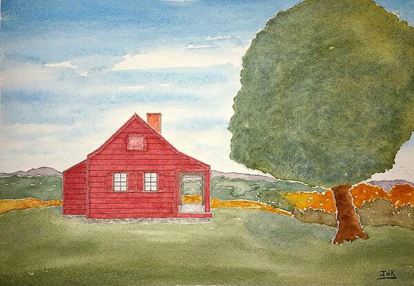 Watercolor Art Print featuring the painting Saratoga Farmhouse Lore by John Klobucher