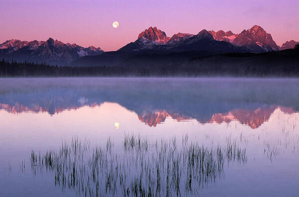 Scenics Art Print featuring the photograph Sawtooth Mountains Reflecting In Little by Steve Bly